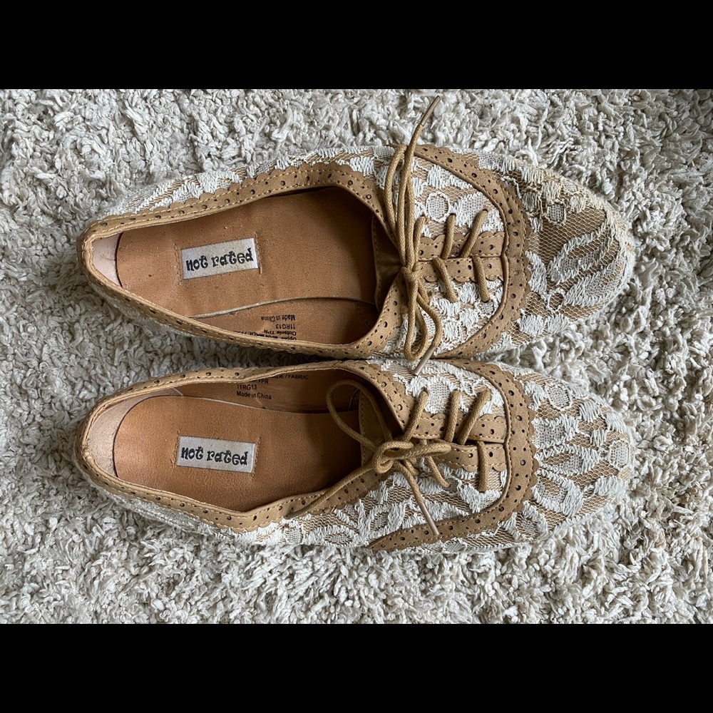 Not Rated Tan and Lace Flats